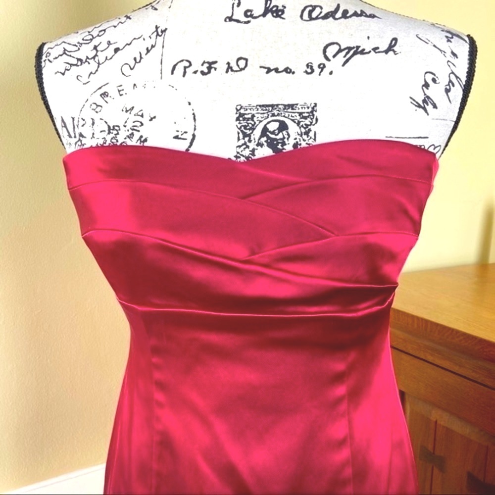 Tahari Arthur S. Levine Pleated Sheath Burgundy Dress - Picture 3 of 7